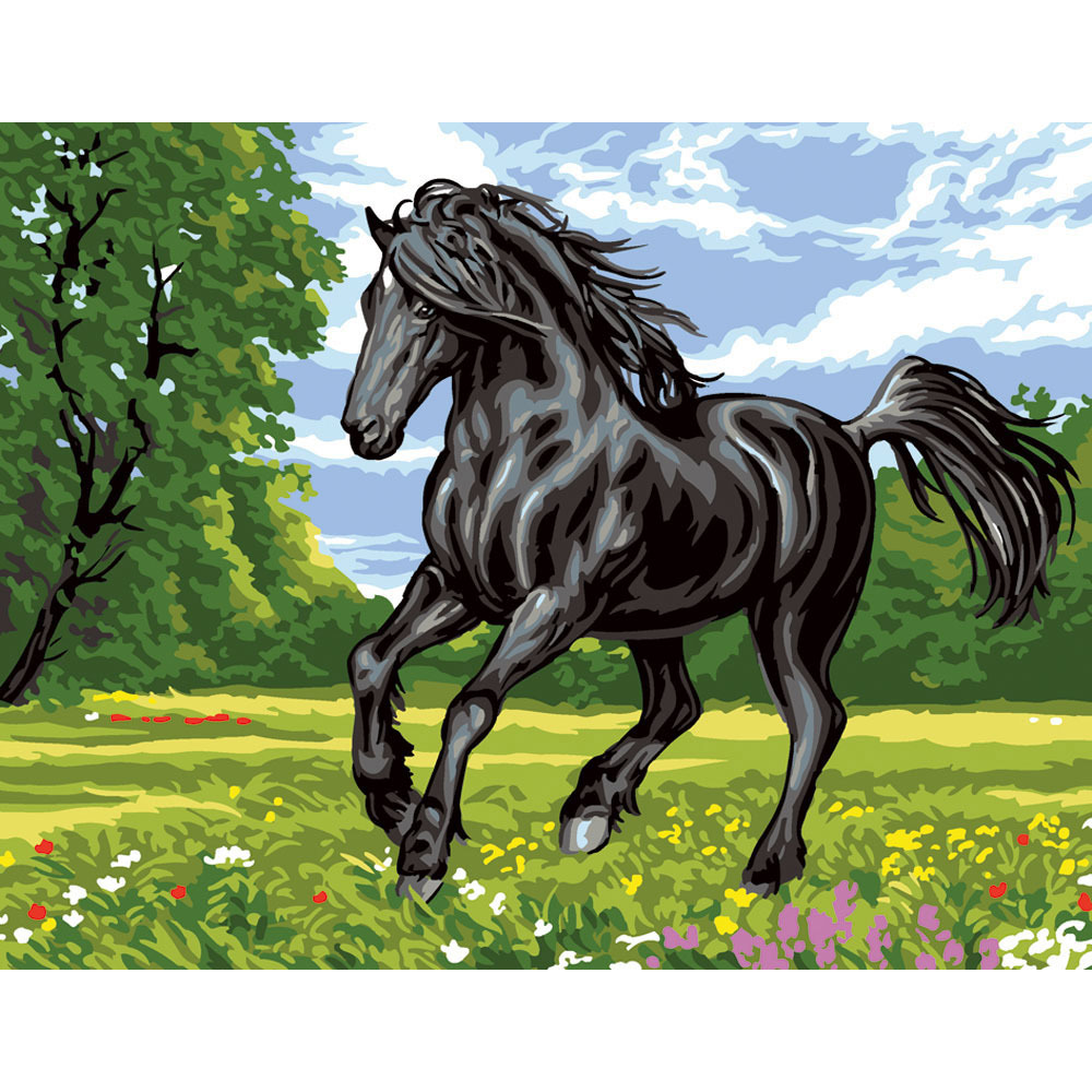 Рисунок для вышивания Royal Paris Черный конь 45х60 см купить в ШвейСклад