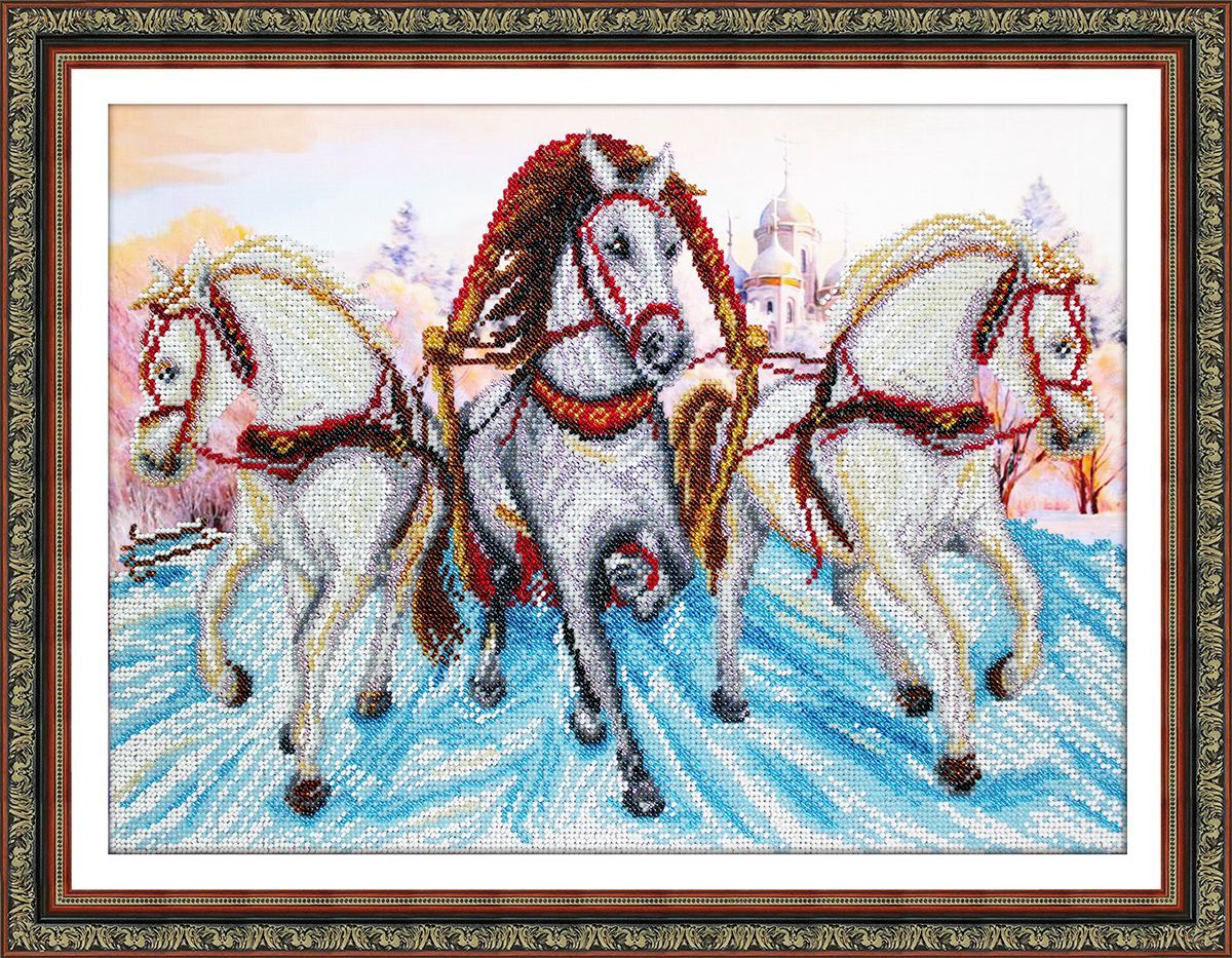 Матрёнин Посад вышивка крестом тройка лошадей