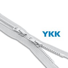 Молния трактор YKK Т5 (5 мм) 2 зам., разъем., 70 см, цв. 501 белый, уп.10 шт