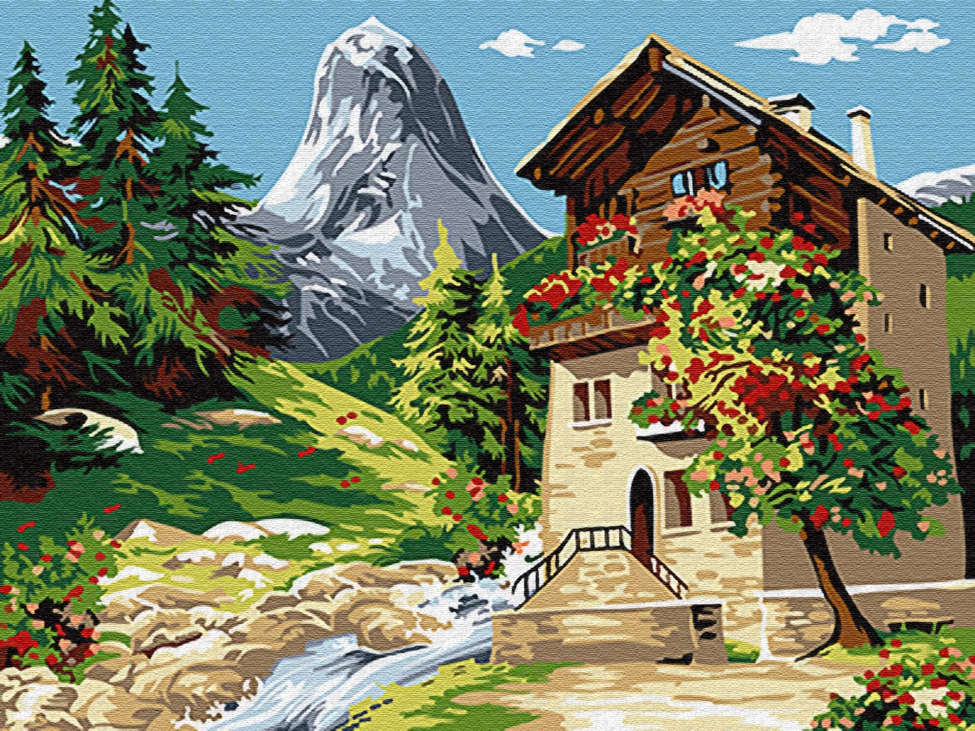 Рисунки по номерам. Сказочный домик в горах. Рисование по номерам. Домик в горах живопись. Дом в сказочных горах.