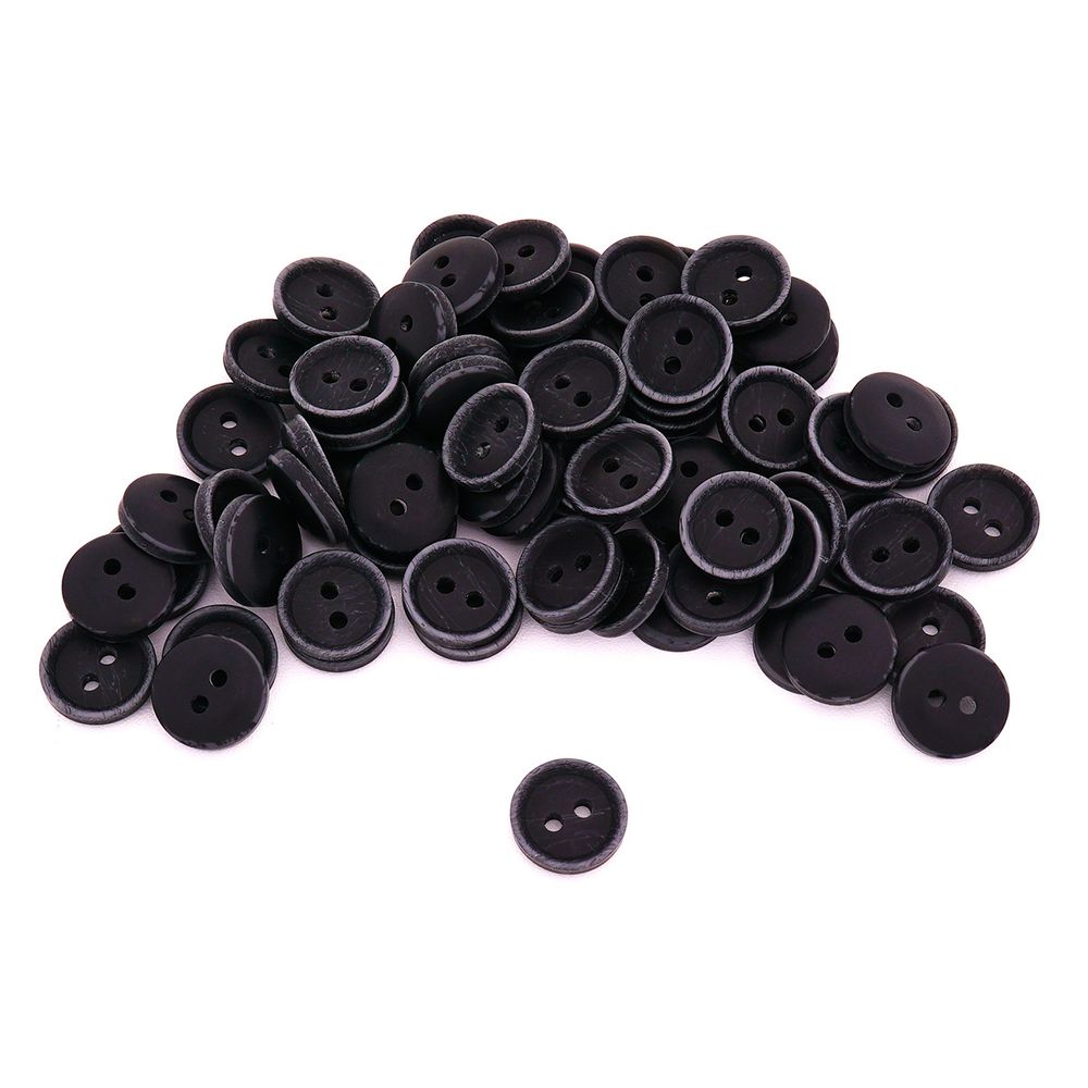 Пуговицы 2 прокола 18L=11 мм, Blk-02 черный, 72 шт, CN2847