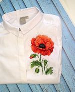 Набор для вышивания нитками МП Студия (Жар-птица), вышивка на одежде Красный мак, 17х11 см