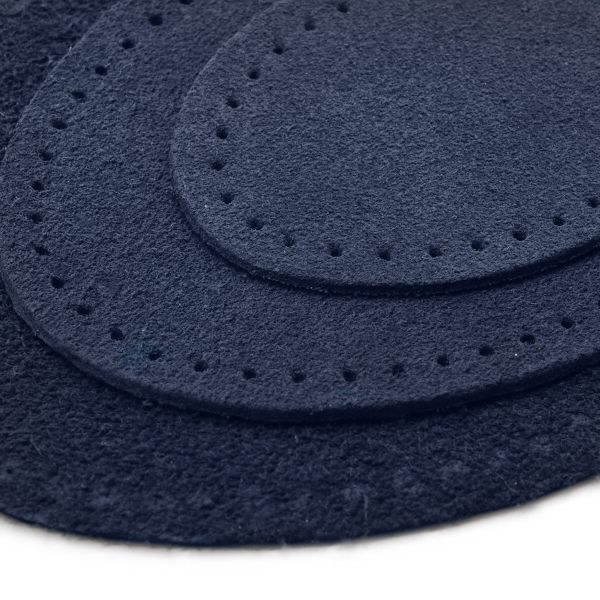 Набор заплаток пришивных из замши, овал 4х5,5см, 6х8,2см, 8х10,9см, с перфорацией, 3 шт (22 темно-синий), 59404