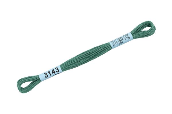 Мулине Gamma 100% хлопок, цв.3143 серо-зеленый, 24 мотка по 8 метров