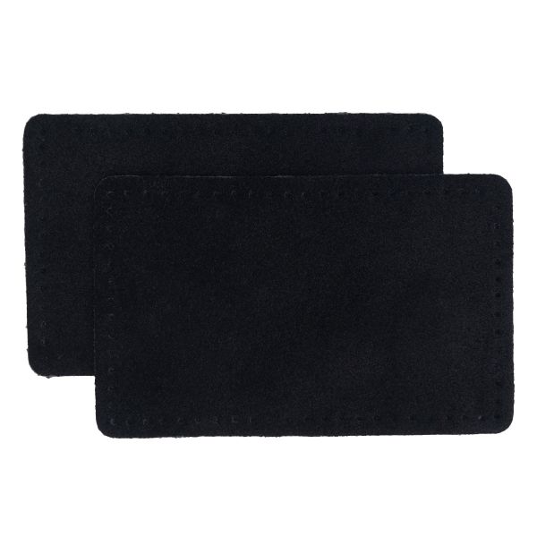 Заплатки пришивные из замши, прямоугольник 6х9,6см с перфорацией, 2 шт, 100% кожа, 20 черный, 59113