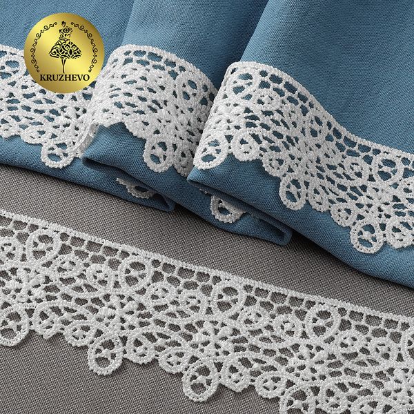 Кружево гипюр (плетёное) 45 мм / 13.71 метров, TBY.1188, цв.01 белый