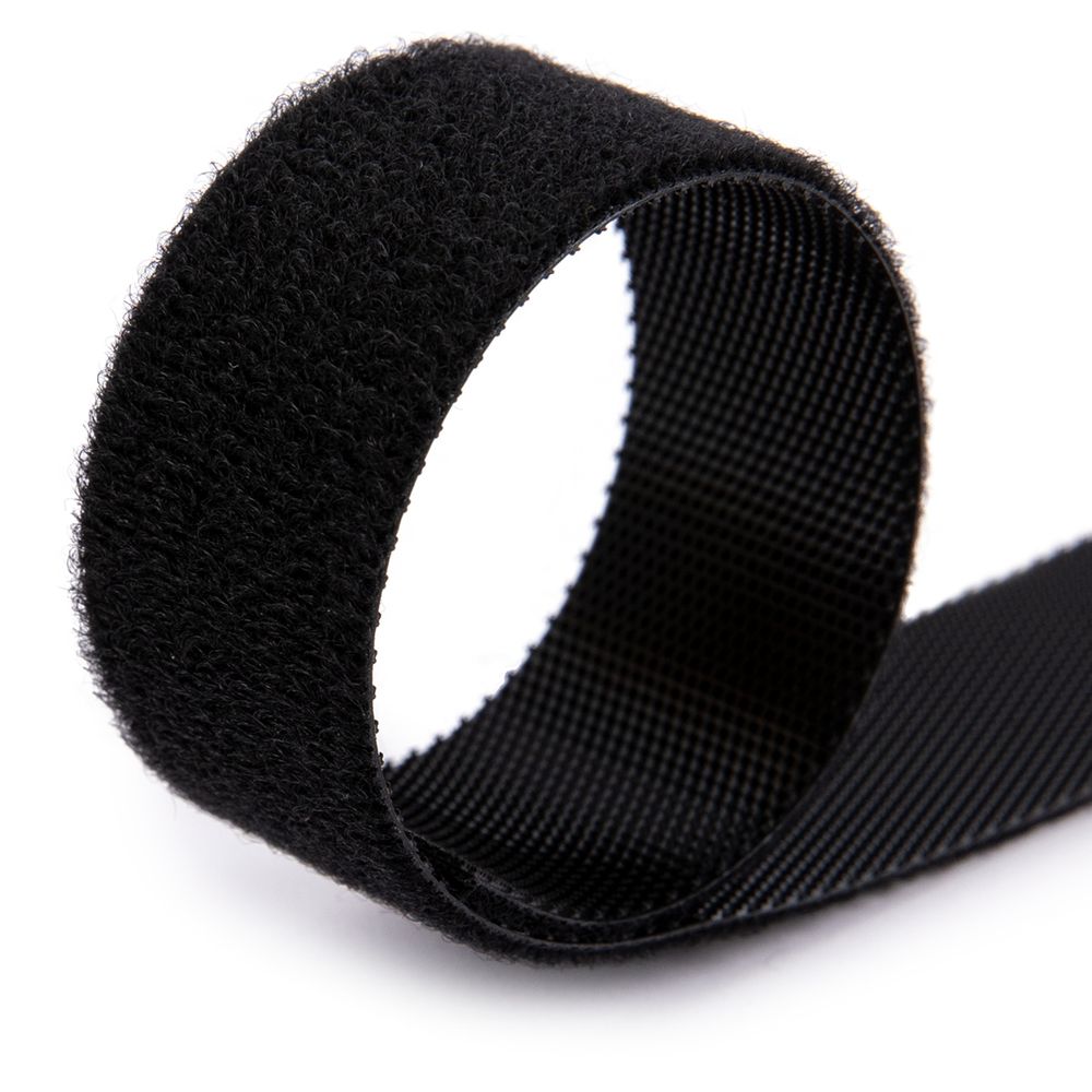 Лента контактная липучка фасовка (велкро) двусторонняя 20 мм / 3 метра, черный, Gamma LG-20XM, качество "A"