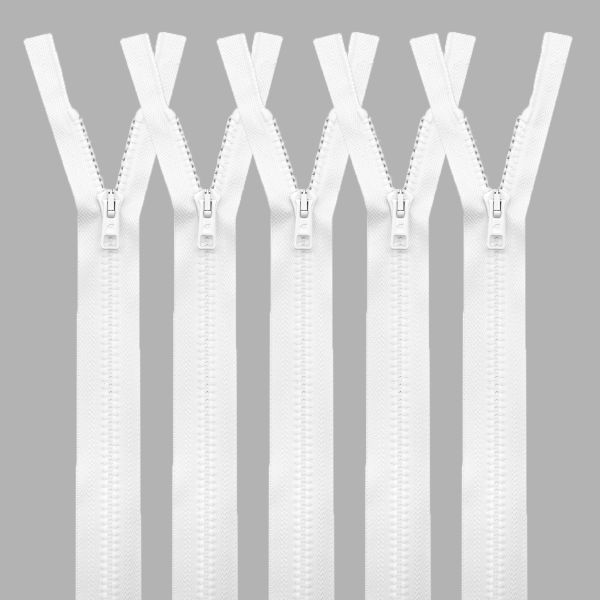 Молния трактор Arta Т6 (6 мм) 1 зам., разъем., 80 см, цв. 001 белый, уп.5 шт