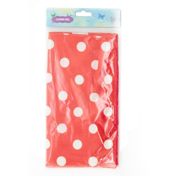 Мех коротковорсовый 1,5мм с принтом горох, 47*47см (±2см), 100% п/э (красный/белый) 29491