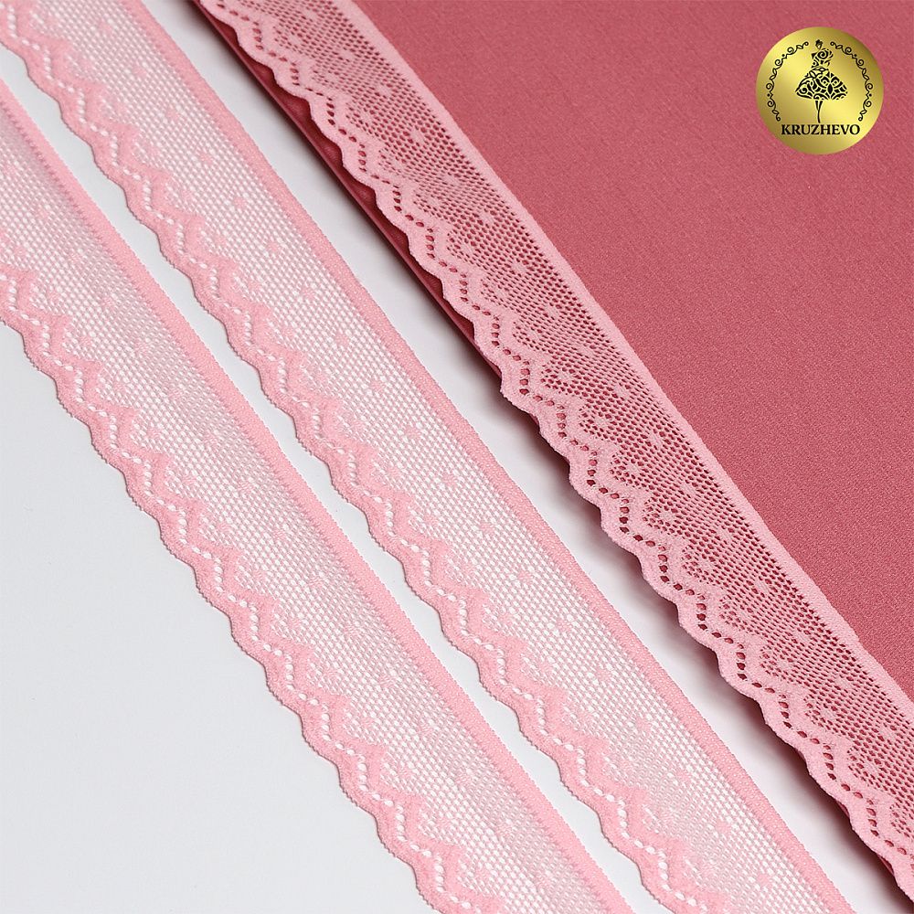 Кружево эластичное (стрейч) 25 мм, 8028, цв.F134 розовый уп.50м, Kruzhevo