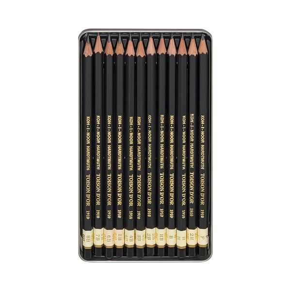 Набор чернографитных карандашей KOH-I-NOOR Toison dor 12 шт, ассорти 2Н-8В 1912012001PLRU