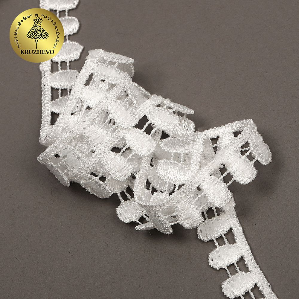 Кружево гипюр (плетёное) 10 мм, TBY.W1088, теплый белый, 13.71м, Kruzhevo