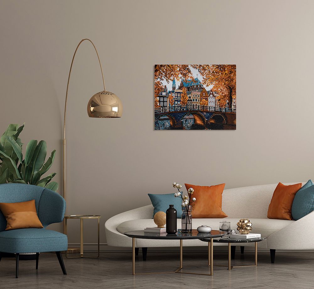 Алмазная (кристальная) мозаика Фрея ALPD-146, на подрамнике Осень в Амстердаме, 50х40 см