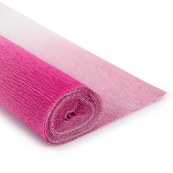 Бумага гофрированная (креповая) 180 г/м², 50 см / 2.5 метра, 600/1 бело-малиновый, Blumentag GOF-180/P