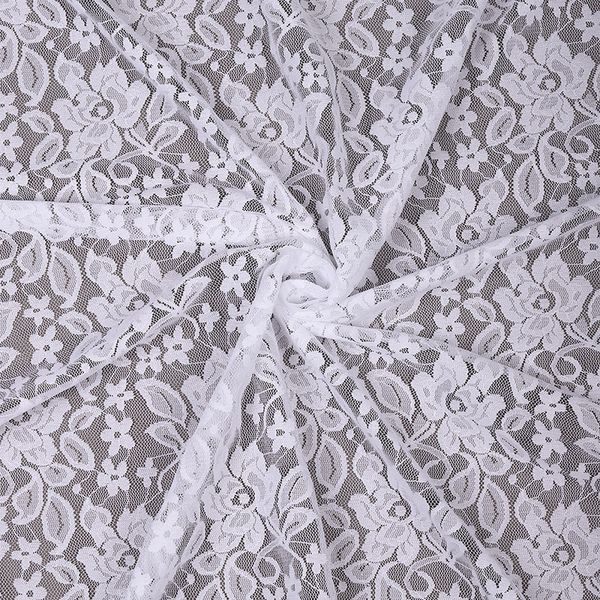 Ткань кружевная (гипюр стрейч) 90 г/м², 150 см / 1 метр, TBY.M0064 цв.белый