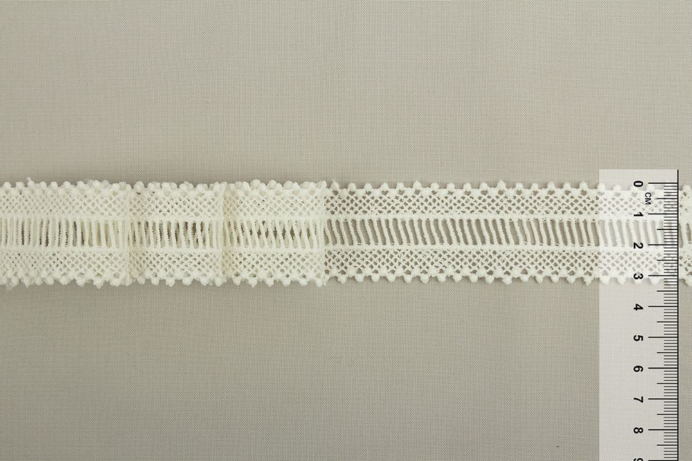 Кружево гипюр (плетёное) 33 мм / 10 м, т.синий, Gamma GGM-3301