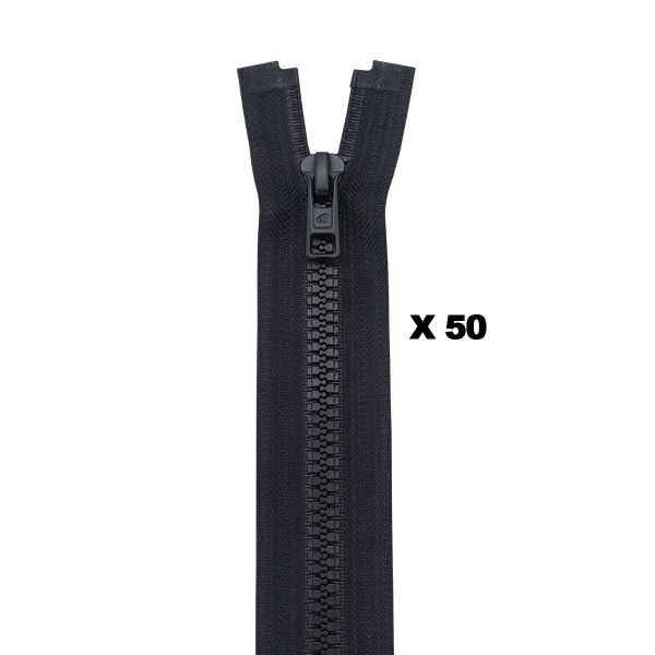 Молния трактор Arta Т6 (6 мм) 1 зам., разъем., 50 см, (2076), A580 черный, НОВЫЙ МАТОВЫЙ ЗАМОК, уп.50 штук