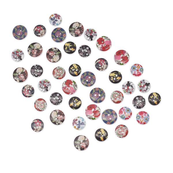 Украшения декоративные пуговицы деревянные Цветы №10, 15-18 мм, 100 шт
