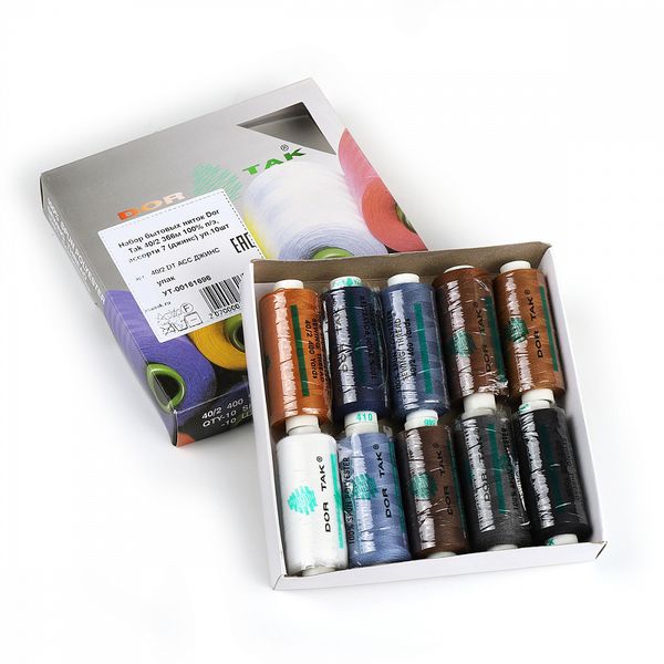 Швейные нитки (набор) Dor Tak 40/2 366 м ассорти 7 (джинс), уп. 10 шт