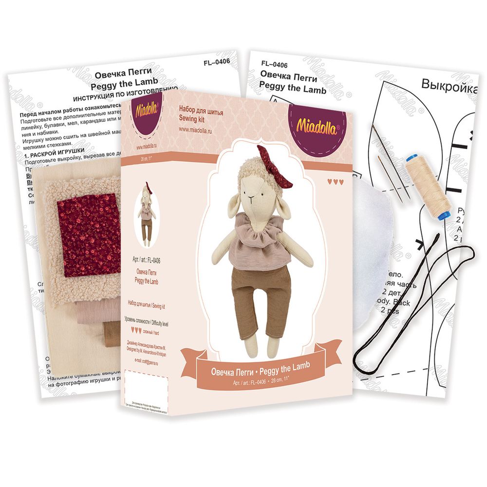 Набор для шитья игрушки Овечка Пегги 28 см, Miadolla FL-0406