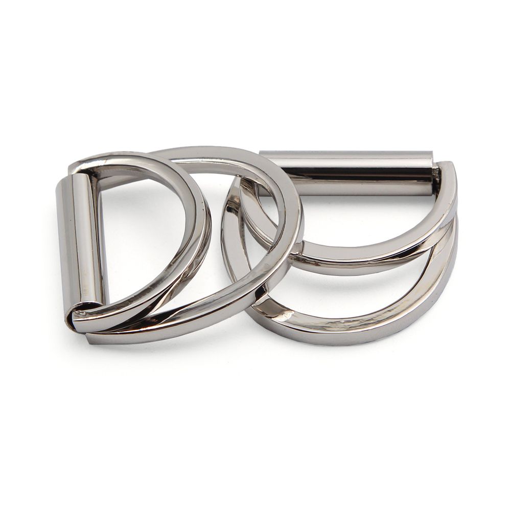 Полукольцо двойное металл внутр. 25 мм (внешн. 32х30 мм), 2 шт, металл, серебро никель, MT-1852