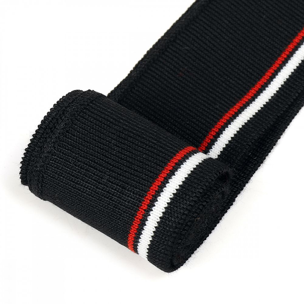 Подвяз (довяз) трикотажный черный с белыми и красной полосами, 3,5х80см, уп. 5 шт