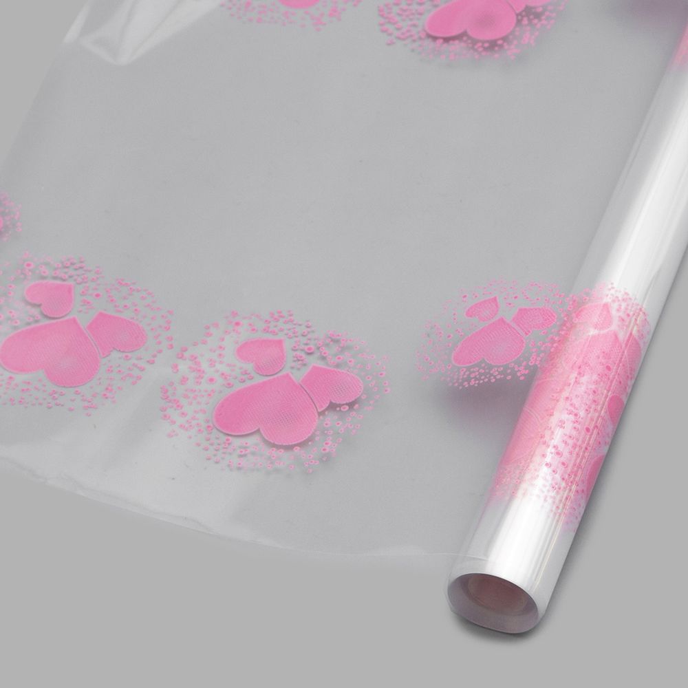 Пленка Сердца розовая 70 см / 9.14±5% метра