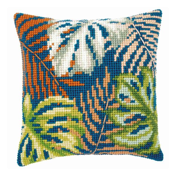 Набор для вышивания нитками Vervaco, подушка Ботаника, листья 40х40см