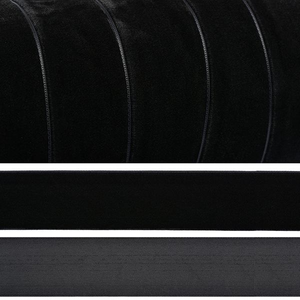 Лента бархатная (тесьма) 38.0 мм / 20±1 метров, нейлон, черный