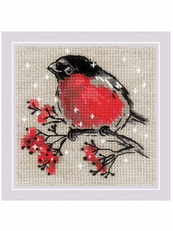 Набор для вышивания нитками Риолис, Зимний гость 10х10 см