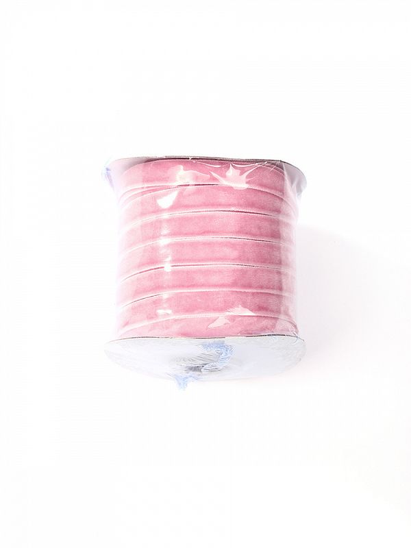 Лента бархатная (тесьма) 10.0 мм / 22.86±1 метров, арт.10VR75 нейлон цв.розовый