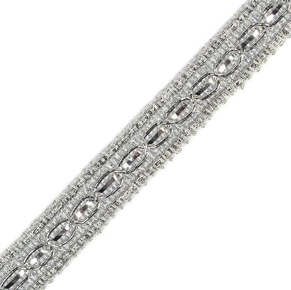 Тесьма отделочная 13 мм серебро, уп.22.85м