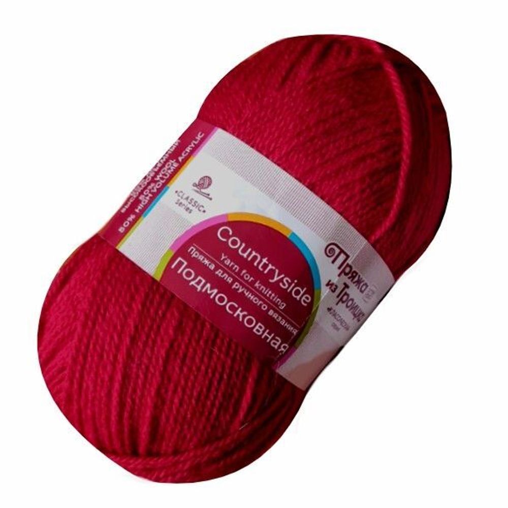 Пряжа Троицкая Подмосковная / уп.10 мот. по 100 г, 250 м, 0088 красный мак