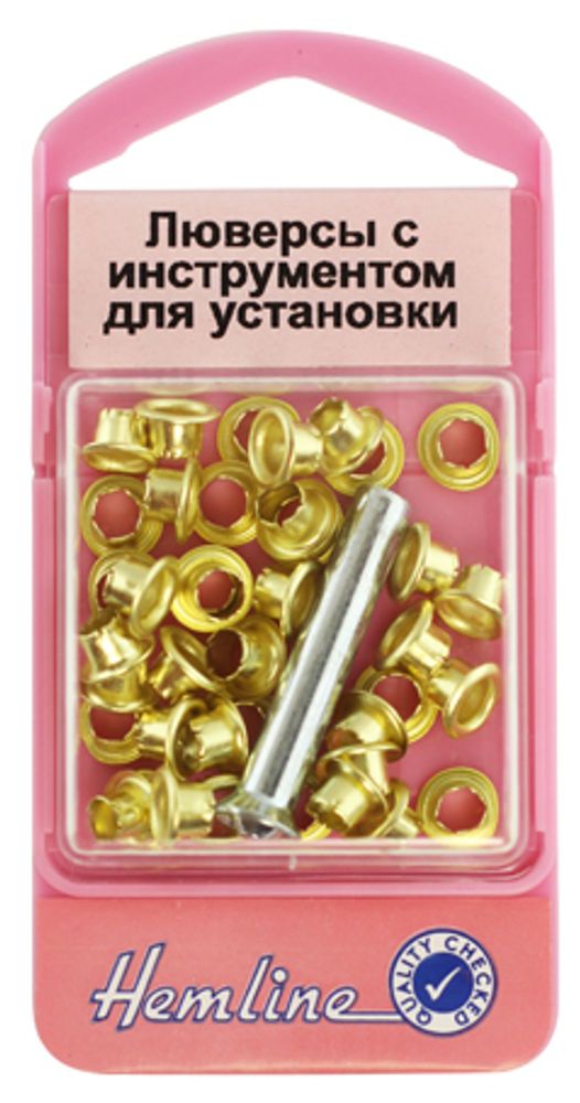 Набор блочек 5 мм с устройством для установки, цв. золотистый, 40 шт, Hemline