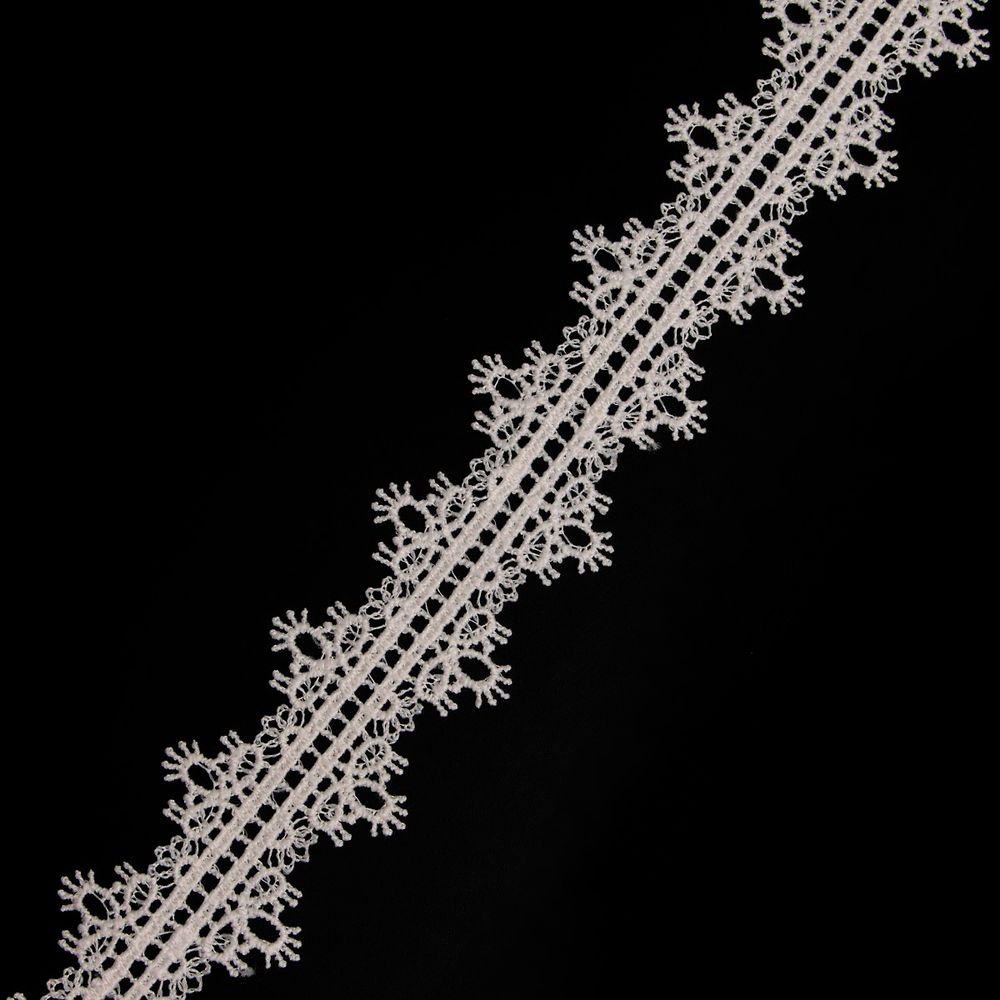 Кружево гипюр (плетёное) 30 мм / 3 метра, матовое, 571 молочный