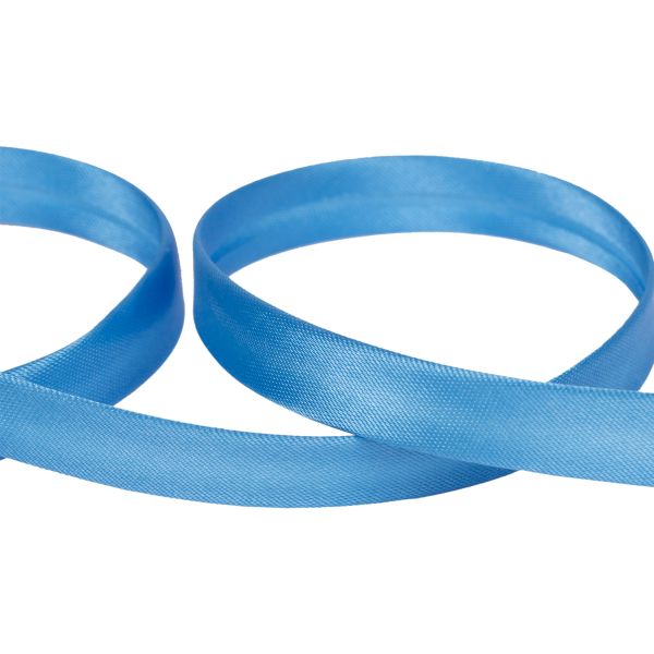 Косая бейка атласная 15 мм / 132±1 метра, В111 т. голубой, NGK-15P
