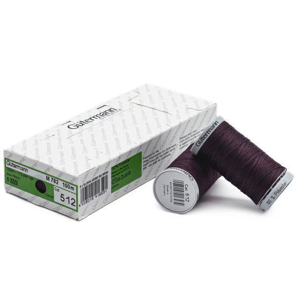 Нитки суперкрепкие Gutermann Extra Strong M782, 100м, 512 баклажан, 5 катушек