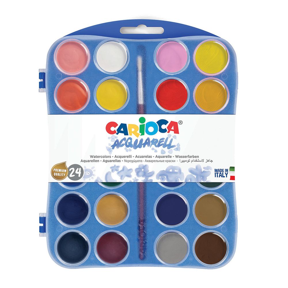 Краска акварель Acquarell Watercolor, с кистью 24 цв, Carioca 42401