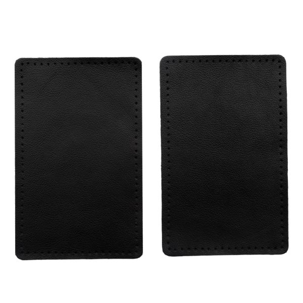 Заплатки пришивные из кожи, прямоугольник 8х12.7 см, с перфорацией, 2 шт, 100% кожа, 01 черный, 9123