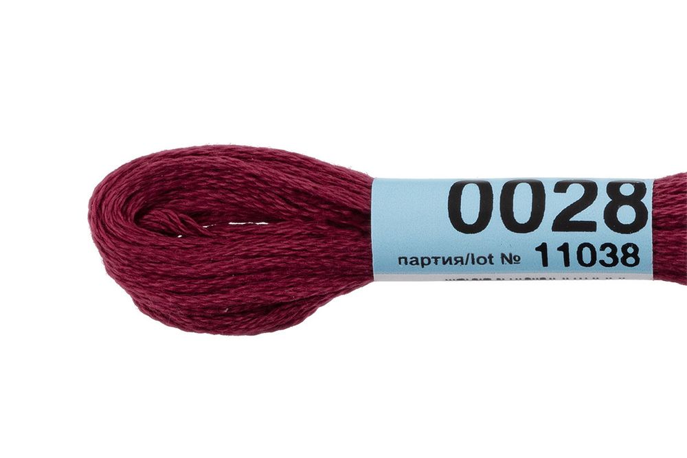 Мулине Gamma 100% хлопок, цв.0028 бордовый, 24 мотка по 8 метров