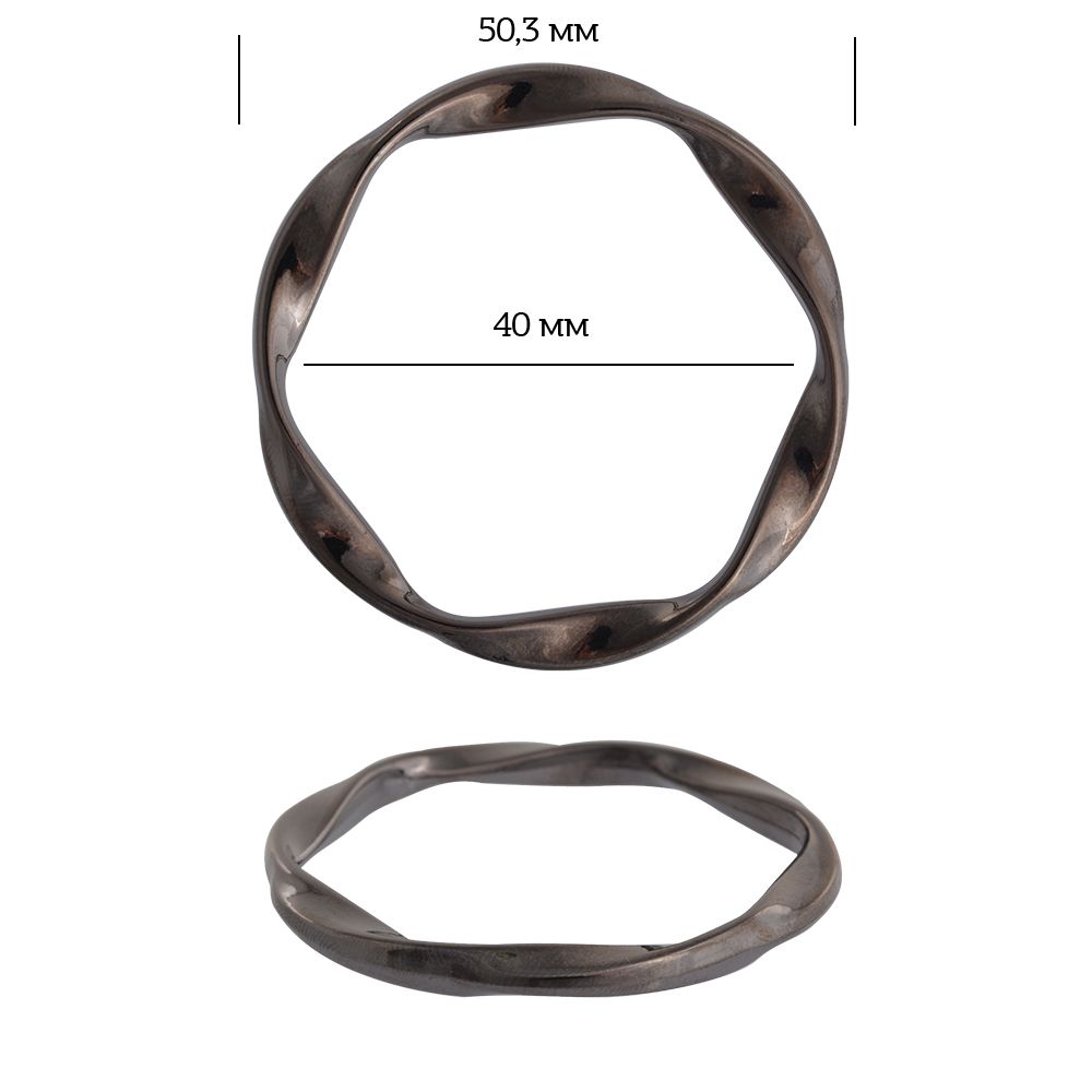 Кольцо металл 1B1187.3 50,3 мм (внутр. 40 мм), цв. черный никель уп. 10 шт
