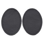 Заплатки пришивные из кожи, овал 6х8,2см с перфорацией, 2 шт, 100% кожа, 01 черный, 9114