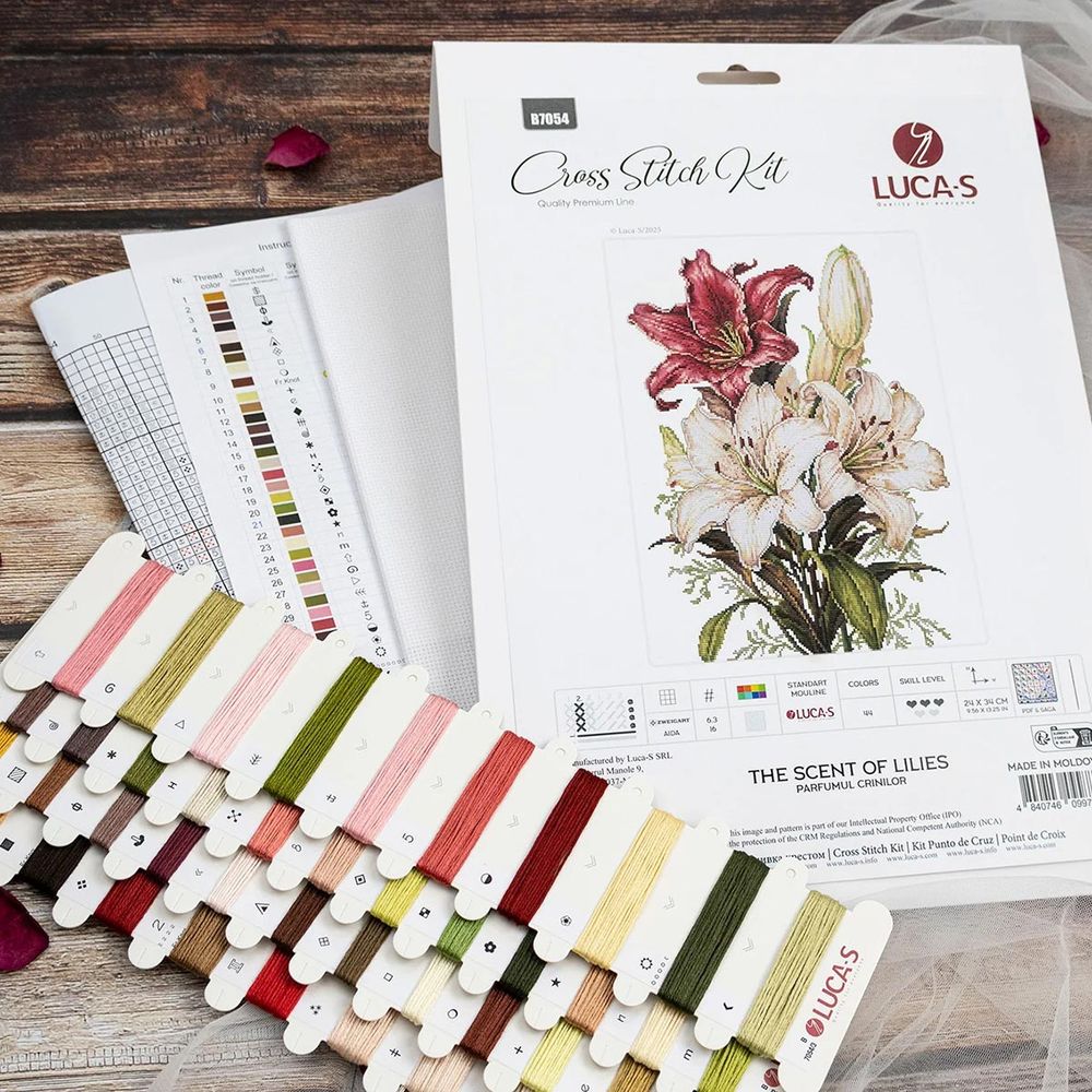 Набор для вышивания нитками Luca-S B7054, Аромат лилий, 24х34см