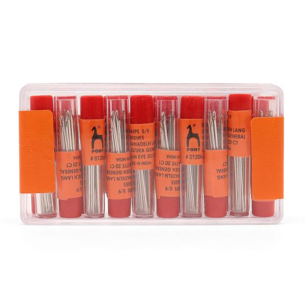 Иглы ручные для шитья с серебряным ушком 20 шт в тубе Sharps №5-9 PONY, 01206, 20 упак