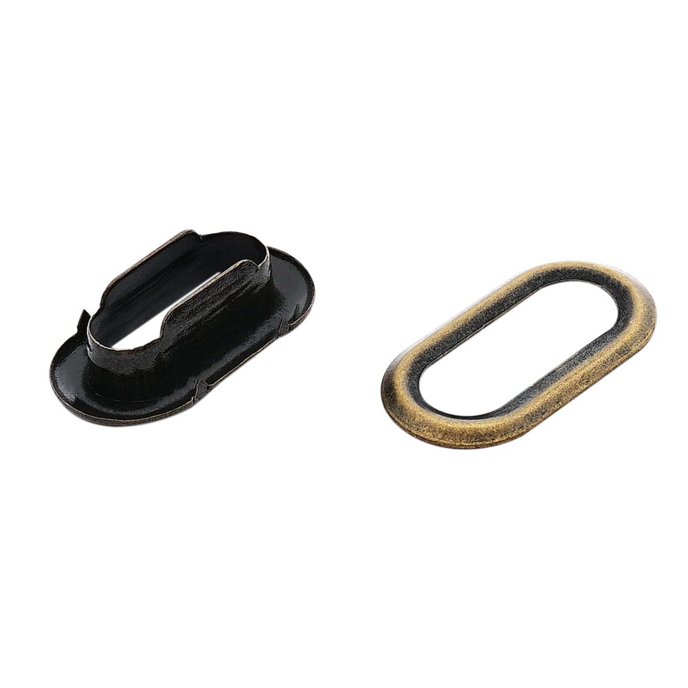 Люверсы металл овальные 15х6 (внутр.), 21х11 (внешн.), металл (≈100 шт) New Star, антик