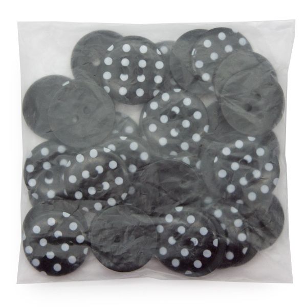 Пуговицы 2 прокола, Горошек 36L (990 черно-белый), 36 шт