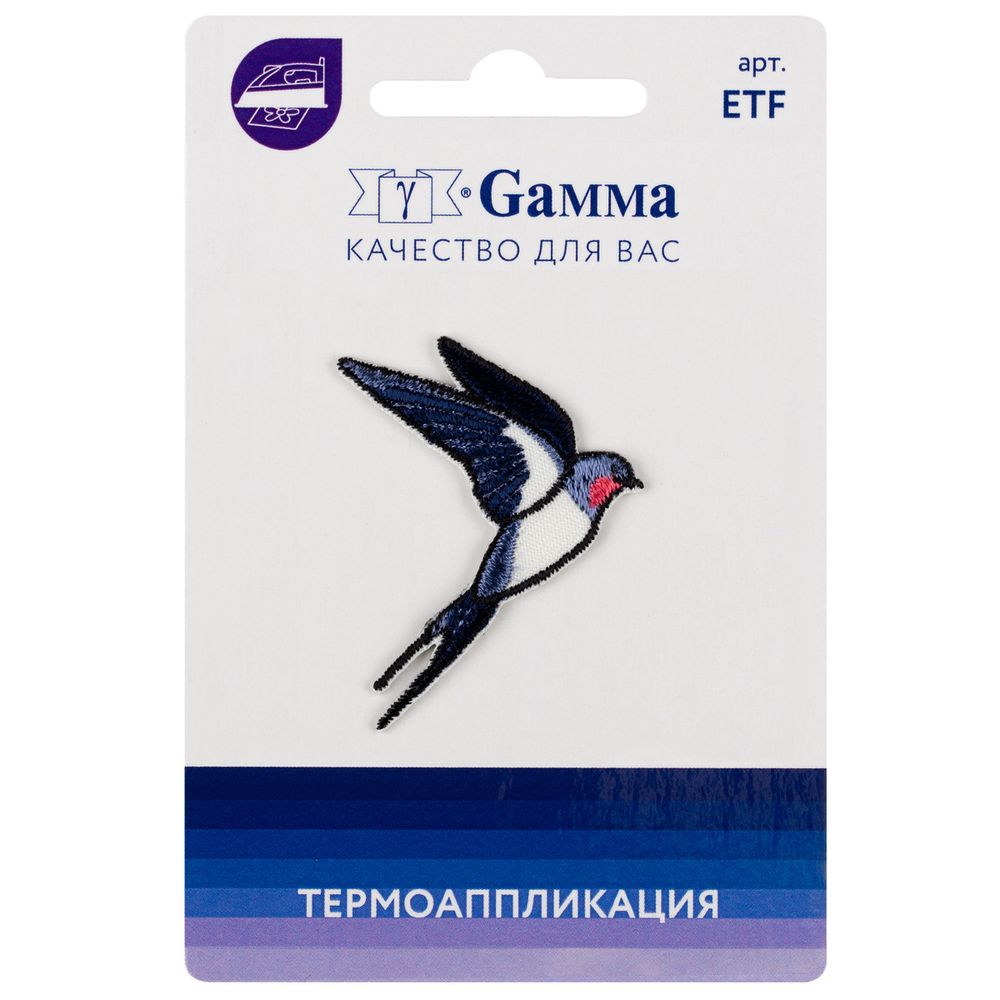 Термоаппликация №04, 1 шт, 02-440 Ласточка 3.9х4 см, Gamma ETF