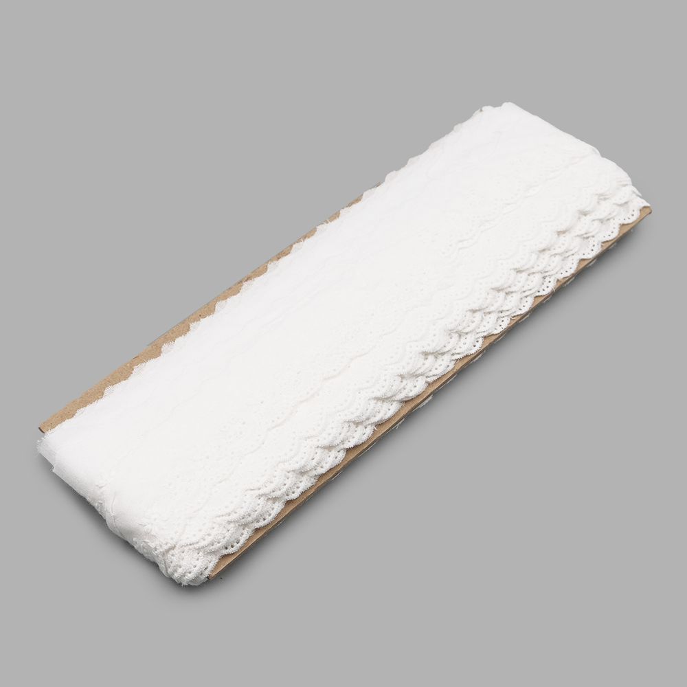 Кружево шитьё 30 мм / 13.72 м, 100% хлопок, белоснежный