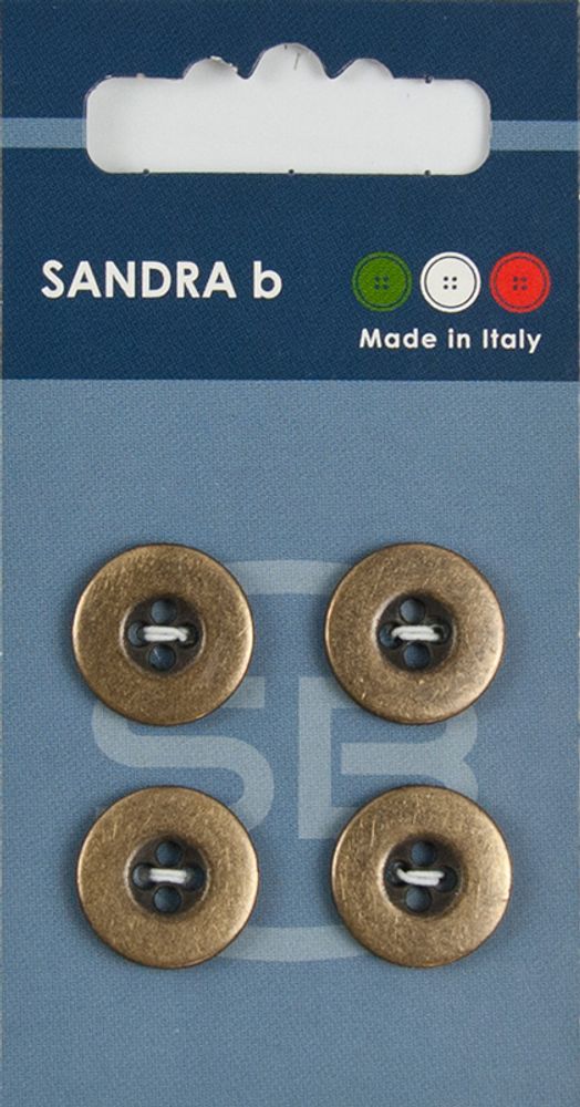 Пуговицы Sandra, 15 мм, 4 шт, металл, медный, 160764