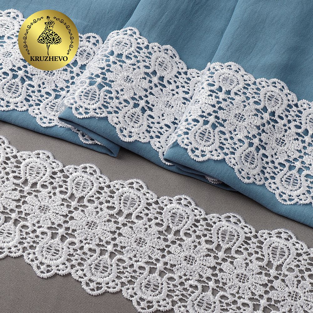 Кружево гипюр (плетёное) 80 мм / 13.71 метров, TBY.02584, цв.1 белый